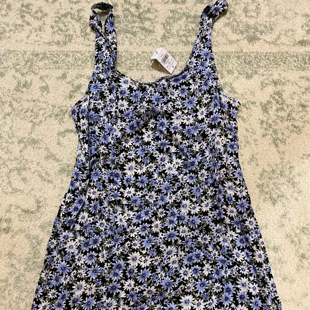 Floral Blue cotton Mini Dress